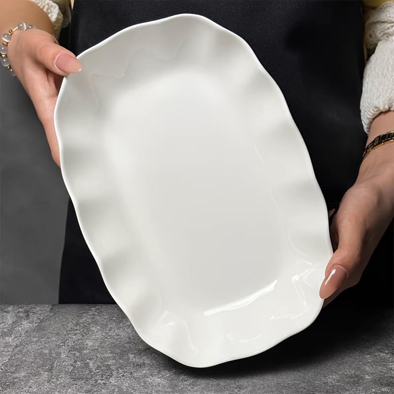 Upgraded Rectangular Fish Platter With Lotus Leaf Design For Home Use, Suitable For High-end Restaurants, Artistic Dishware For , Dessert Plates, Presentation, Restaurant