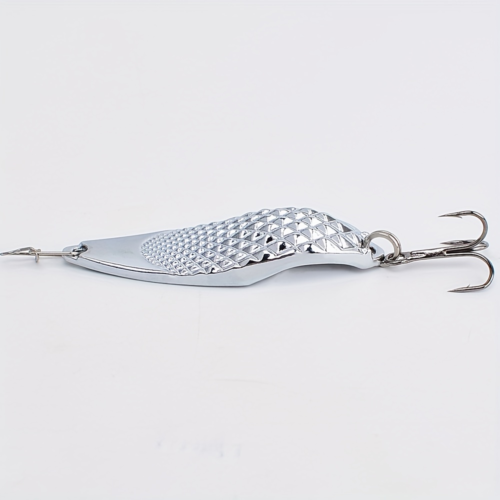 TEMU 1pc Fishing Lure With Hooks, 10g 15g 20g Golden And Silvery, Metal Spinners Lures With Treble Hook For Freshwater & Saltwater Fishing