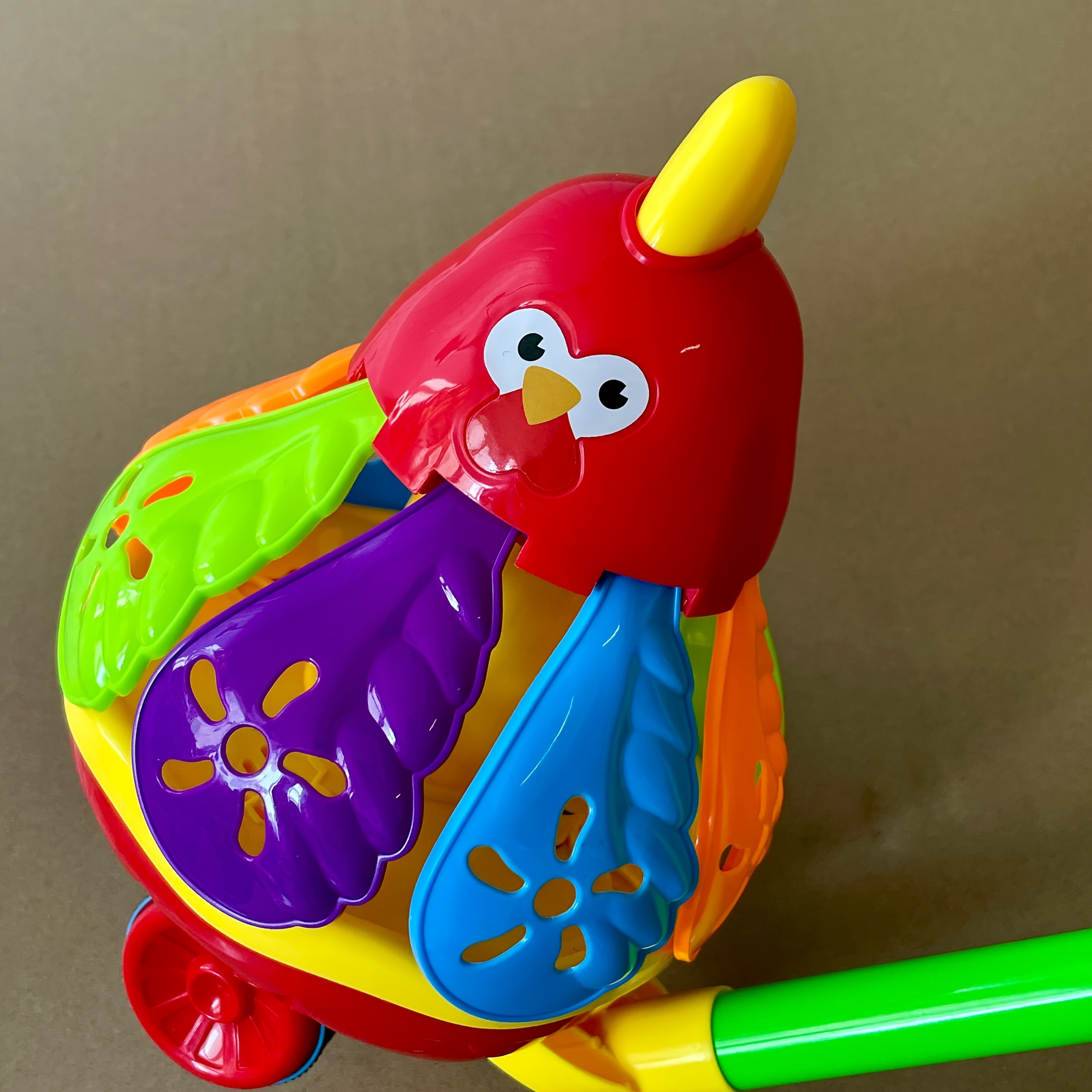 Interactive Turtle & Chick Push-Along Toy Cart with Rotating Wings, Bells & Flowers - Colorful Educational Learning Toy for Toddlers, Birthdays, Holidays (Random Colors), Toddler Entertainment, Playful Design, Sturdy Push Handle, Birthday Gift, Safe Material, Early Learning