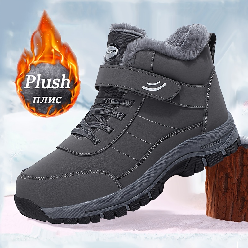 

Men's Winter Snow Boots - Non-slip, Warm Hiking Shoes With Hook-and-loop Closure, Comfortable Ankle Sneakers For Outdoor Activities