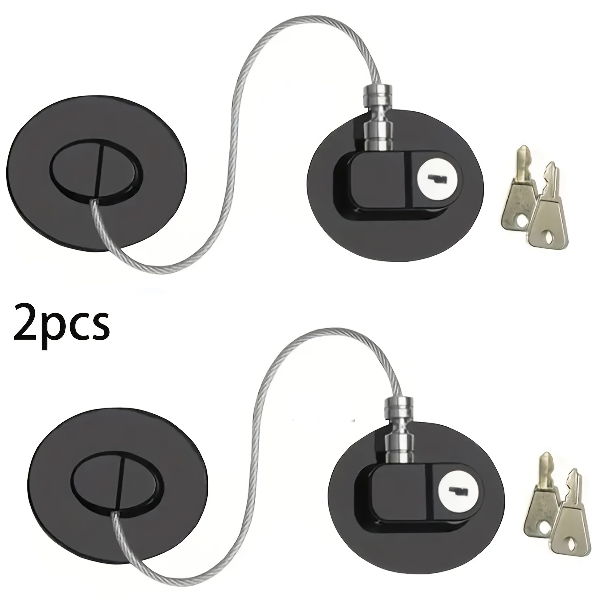 Refrigerator And Cabinet Locks - Black Adjustable Straps For Kitchen Appliances, Sliding Wardrobes, Drawers And Toilet Seats - 2pcs