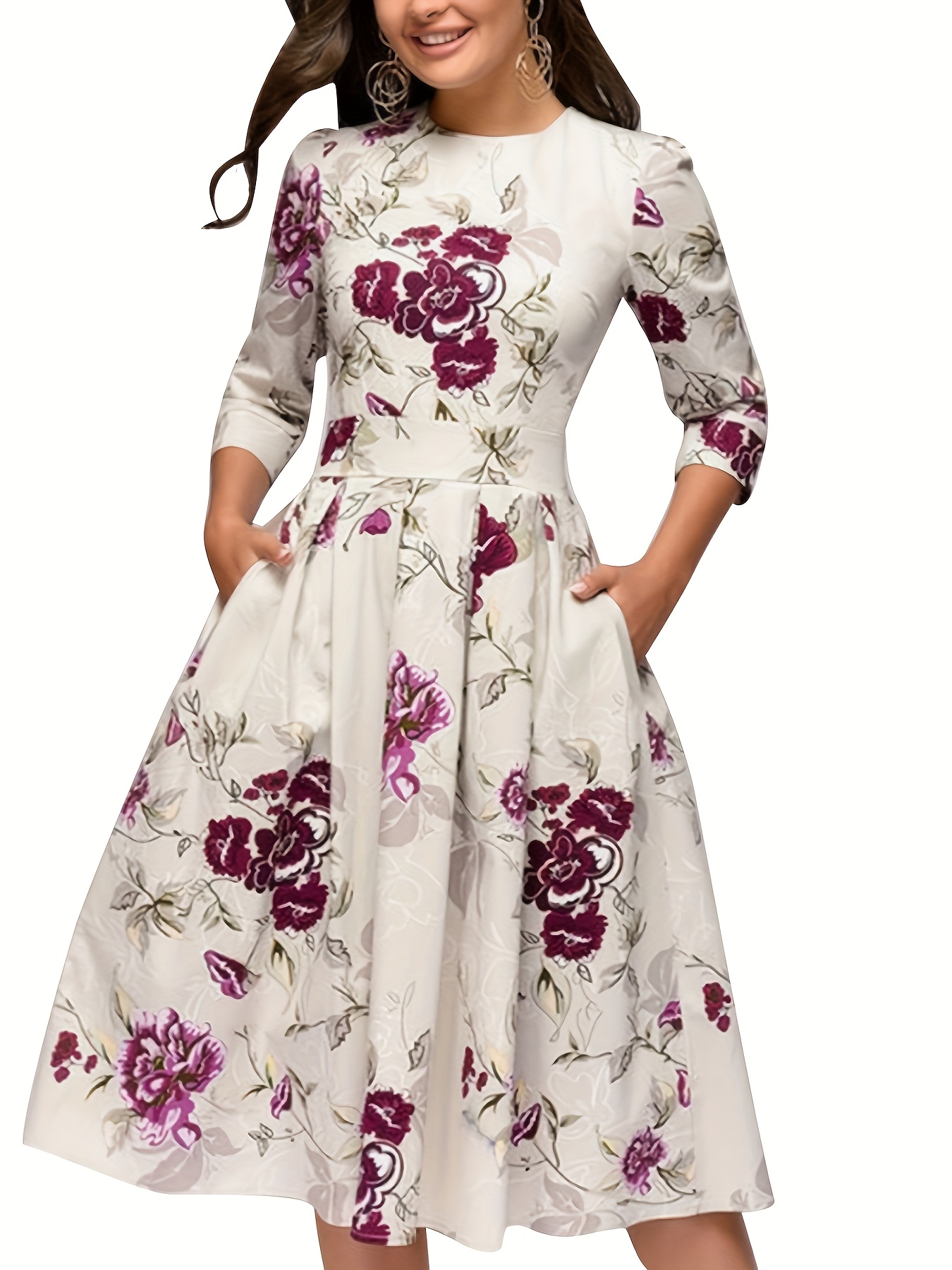 knee length dresses for ladies Cotton Blush Pink Floral Midi Sundress with Pockets PromGirl