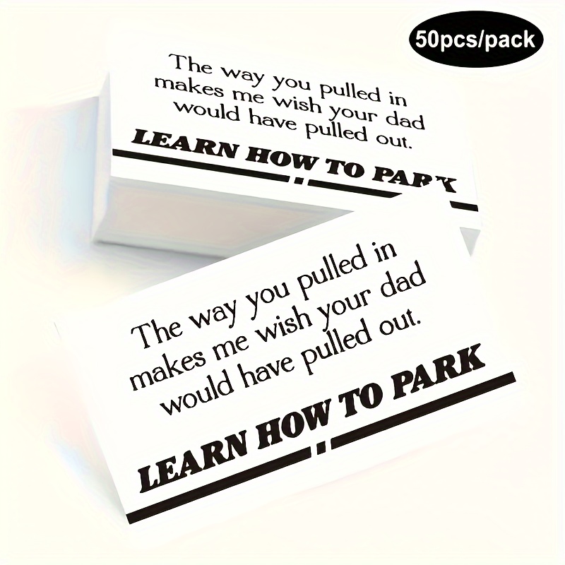 

50pcs Humorous Parking Cards - Unique 'learn How To Park' Stickers For Vehicles, 3.54x2.1", Tips