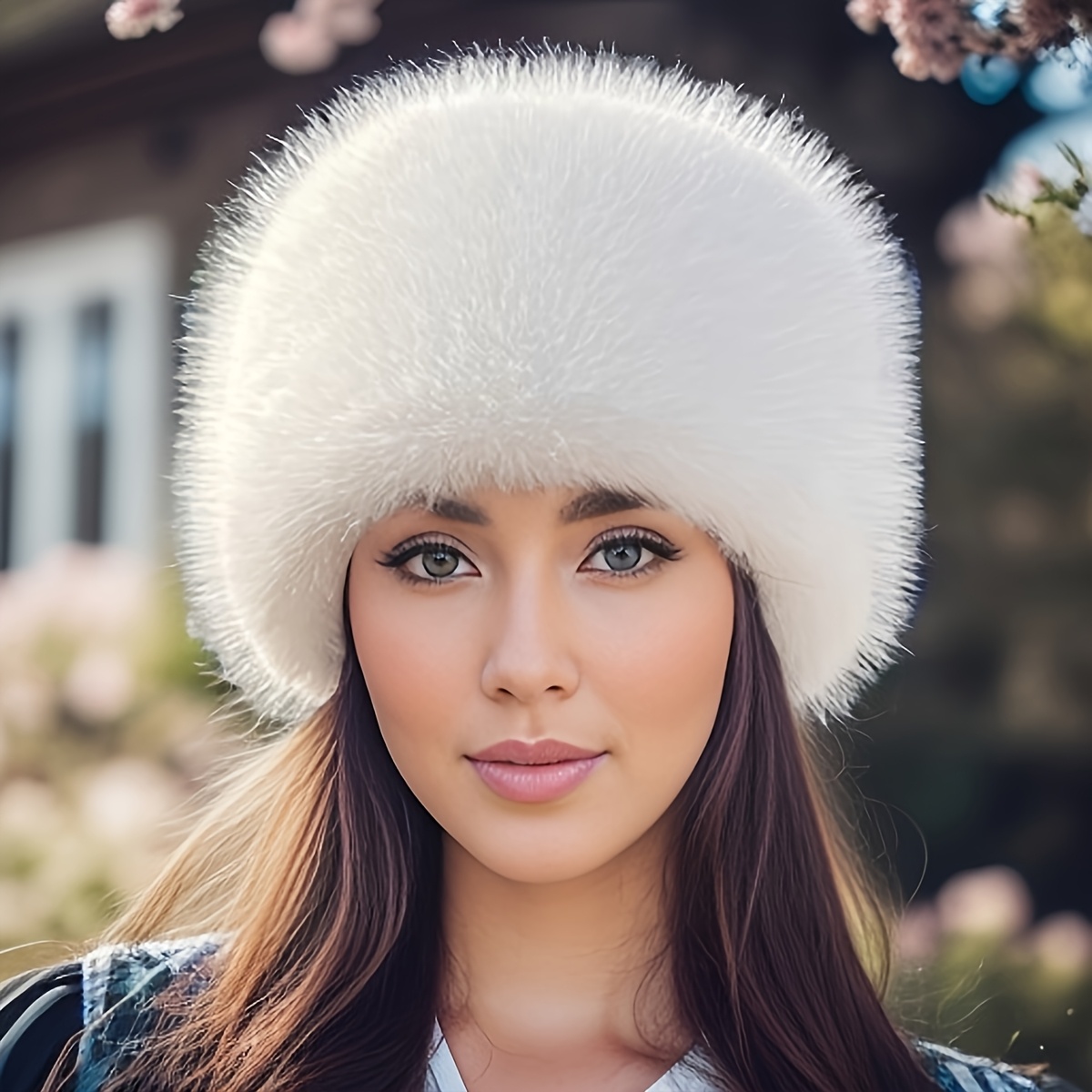 TEMU Women's Plush Round Ear , Thickened And Fleece-lined Snow Hat, Outdoor Travel Date Casual Hat Christmas