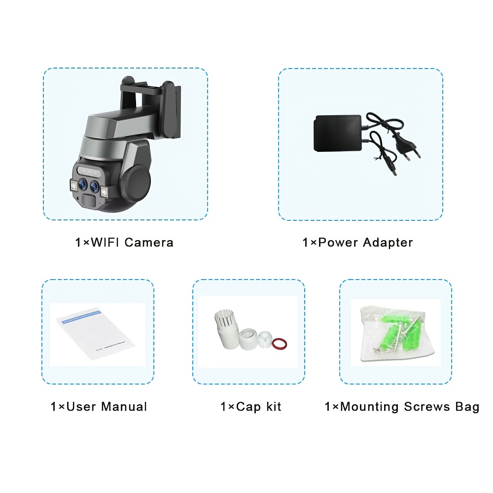 Cámara de seguridad PTZ inteligente de doble lente Jaxcam de 8MP con seguimiento automático por IA, zoom de 10X, visión nocturna a todo color, audio bidireccional, detección humana, WiFi, compresión H.265+, almacenamiento en la nube/tarjeta TF, alertas móviles, control remoto, vigilancia interior/exterior, montaje en techo/pared, compatible con la aplicación CareCamPro, cámara de seguridad para exteriores, cámara de seguridad moderna, grabación de alta resolución, CCTV tipo coreano para exteri