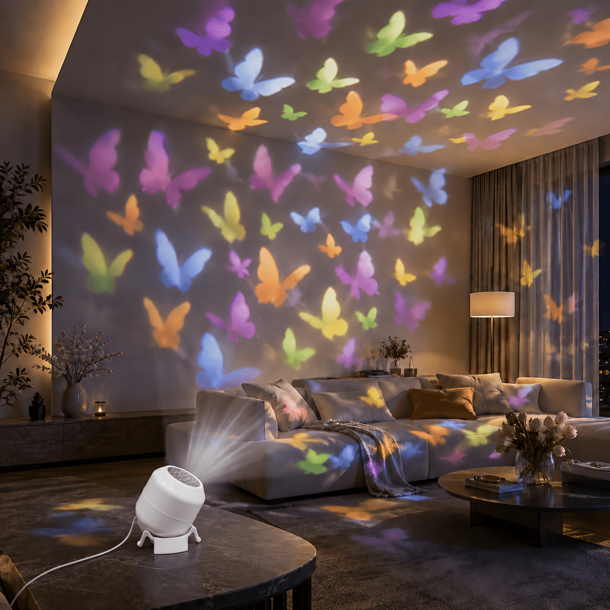 TEMU Colorful Dynamic Projection Lamp, Usb Supply, 360° Projection, Dynamic Butterflies Fill , High Appearance Level, Used As Bedroom Bedside