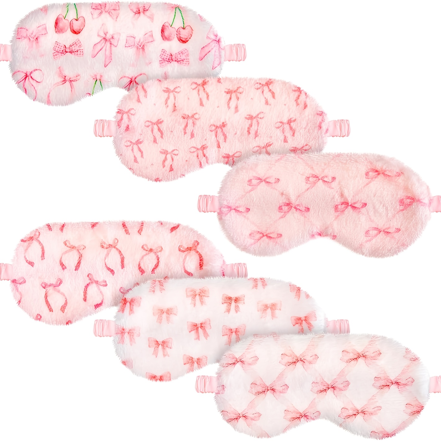Image of 6pcs Plush Sleeping Eye Masks Bulk Comfortable Sleep Eye Cover Mask For Women Men Soft Furry Blindfold Faux Fur Shade For Travel Nap Sleepover Party Supplies