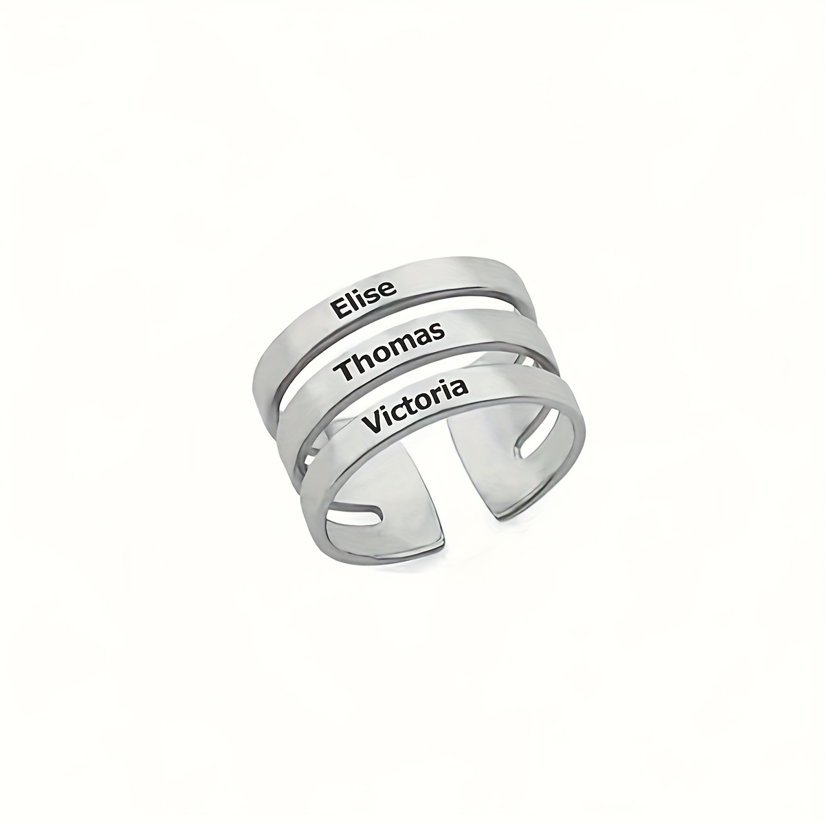 TEMU Customize Personalized Engraved Name Letter Ring, 2- And Numbers Opening Stainless Steel Golden/silvery/rose Golden, Anniversary Gift,