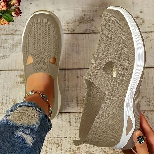 womens lightweight knit slip on sneakers breathable round toe walking shoes with pvc sole casual outdoor shoes in 8 vibrant colors versatile footwear stylish flexible sole everyday wearers