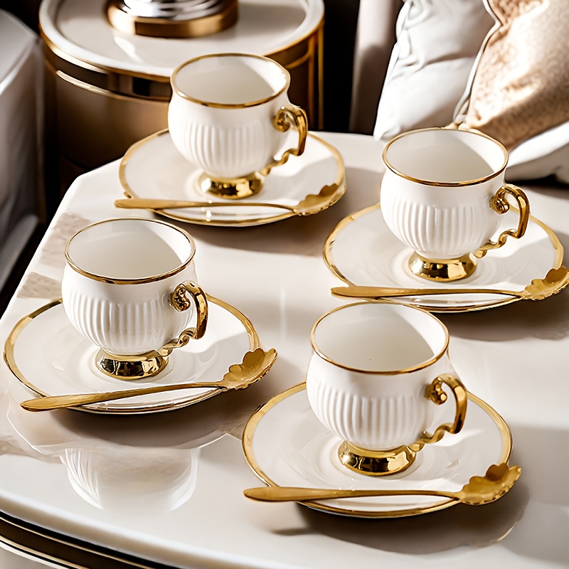 Image of Coffee Cup, Hand-painted Mug And Saucer Set With Design, Stylish And Practical For Daily Use In Cafes, Tea Rooms, And Occasions, Pumpkin Shape, Perfect For Afternoon Tea And Other Parties