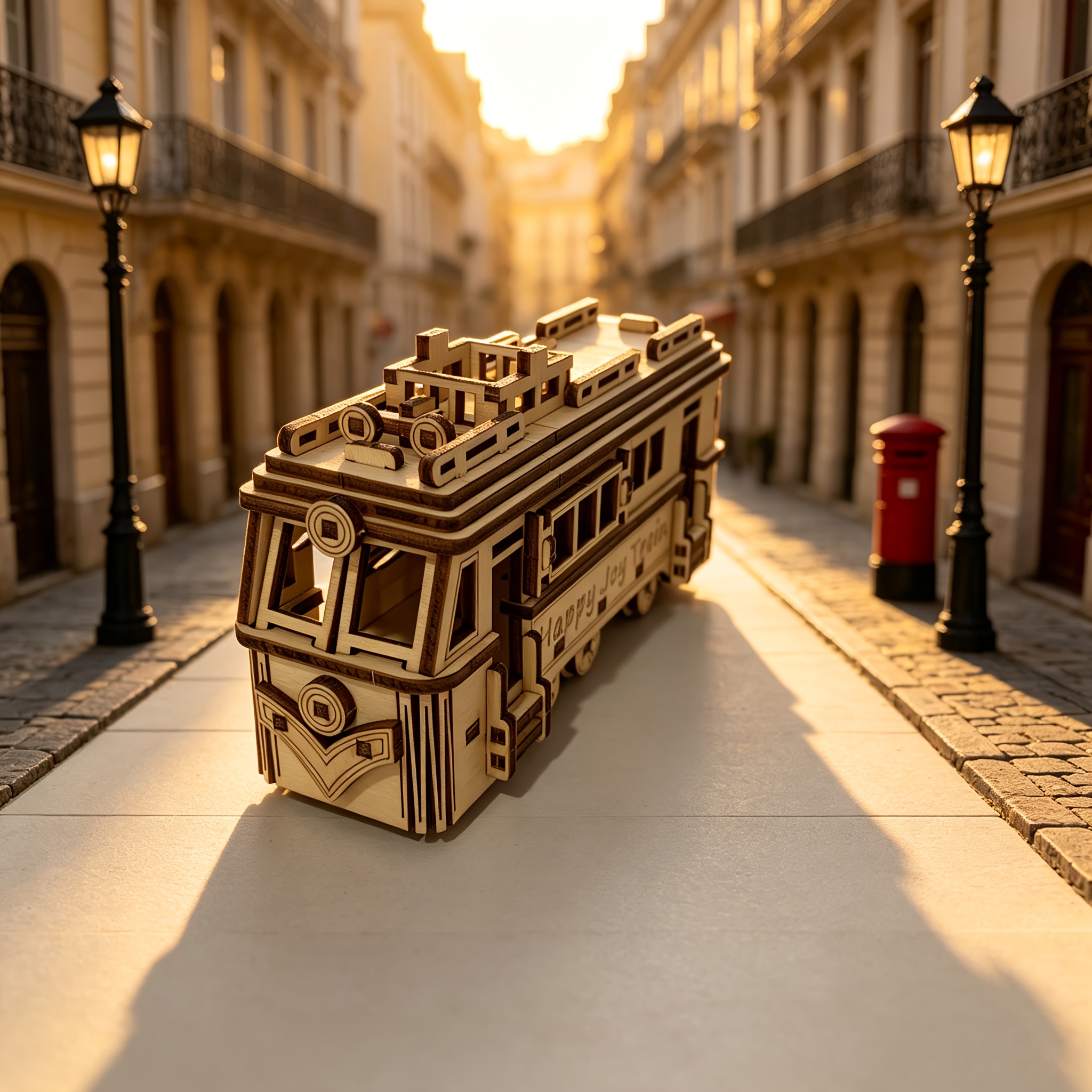 Vintage Wooden 3D Tram Puzzle