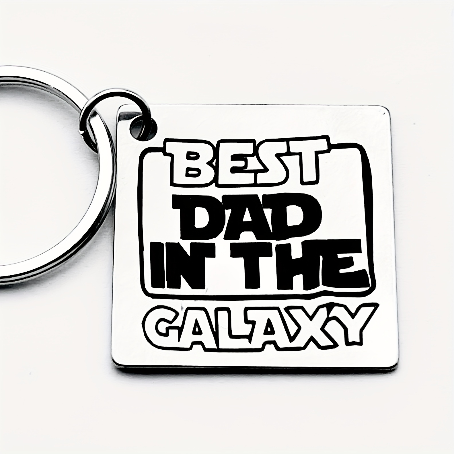 TEMU The Best Dad Themed Stainless Steel Keychain From , Featuring A Warm Slogan, Trendy Accessory, For Dad
