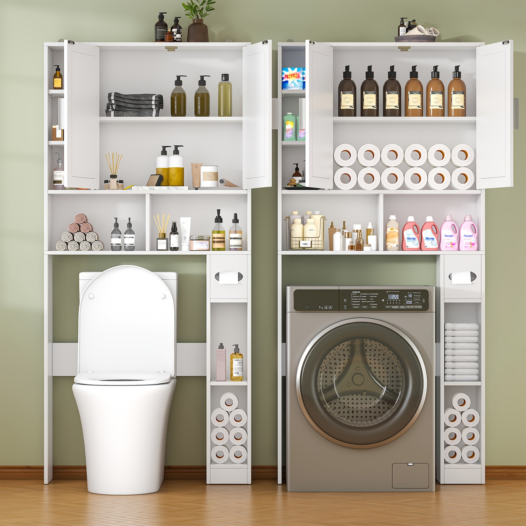 Toilet Storage Cabinet Bathroom Laundry Room Mdf Fiberboard