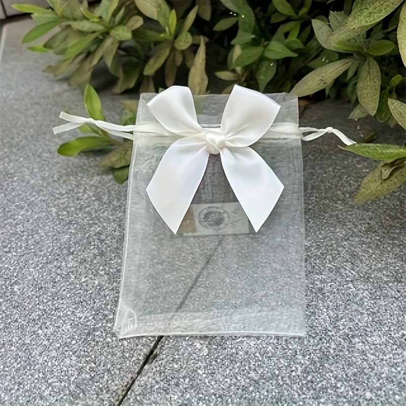 Gift For Her/him 100pcs Pack, Elegant Organza Bags With Ribbon And Bow, Drawstring Closure, Jewelry Gift Bags, Ideal For Gift Wrapping, Party Favors, Holidays, Soap, Cosmetics, And More!