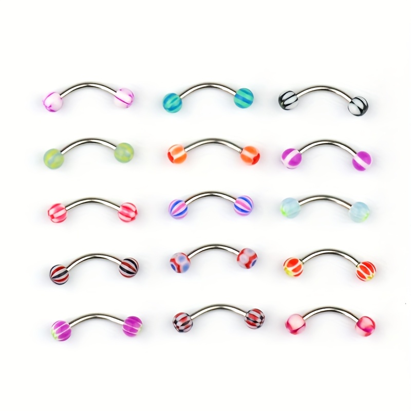 10pcs Acrylic Eyebrow Ring Stud Earrings, Body Jewelry