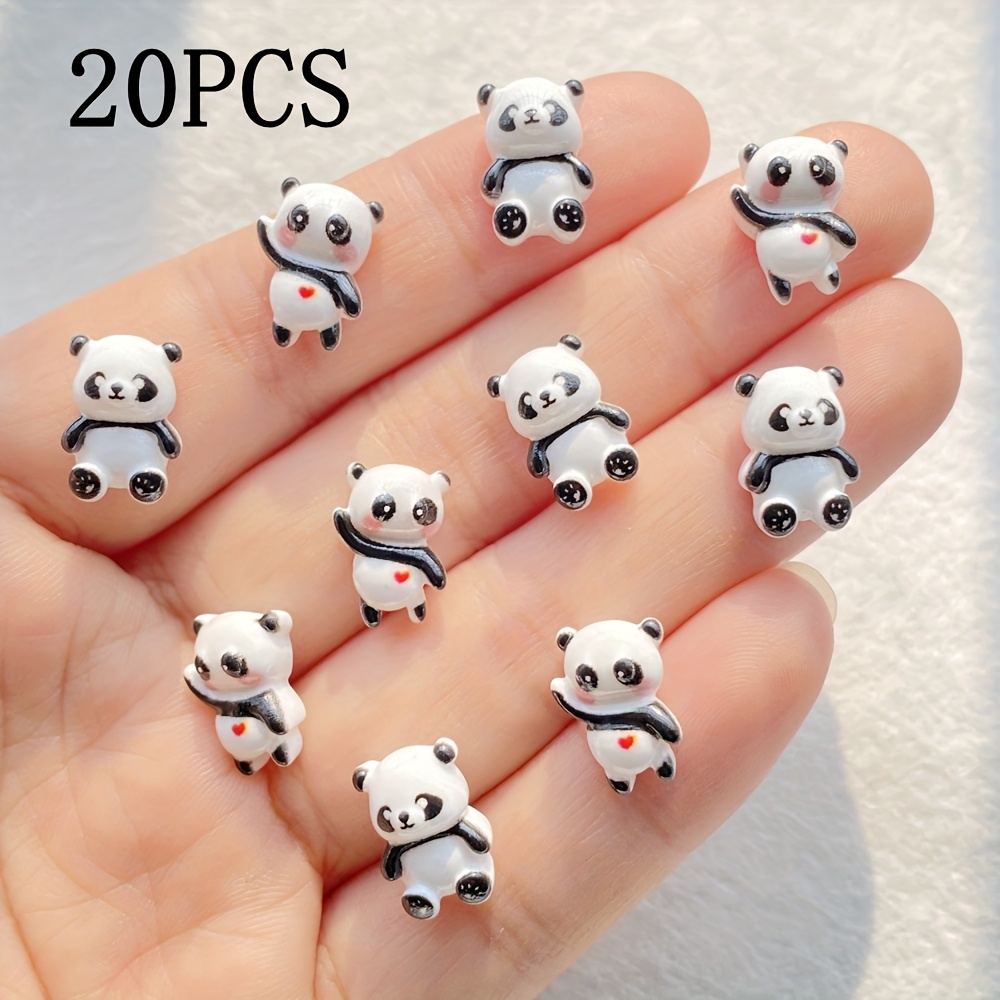 20 Adorable Mini Panda Resin Charms, Flat-back Nail Decorations, Perfect For Weddings And Crafts