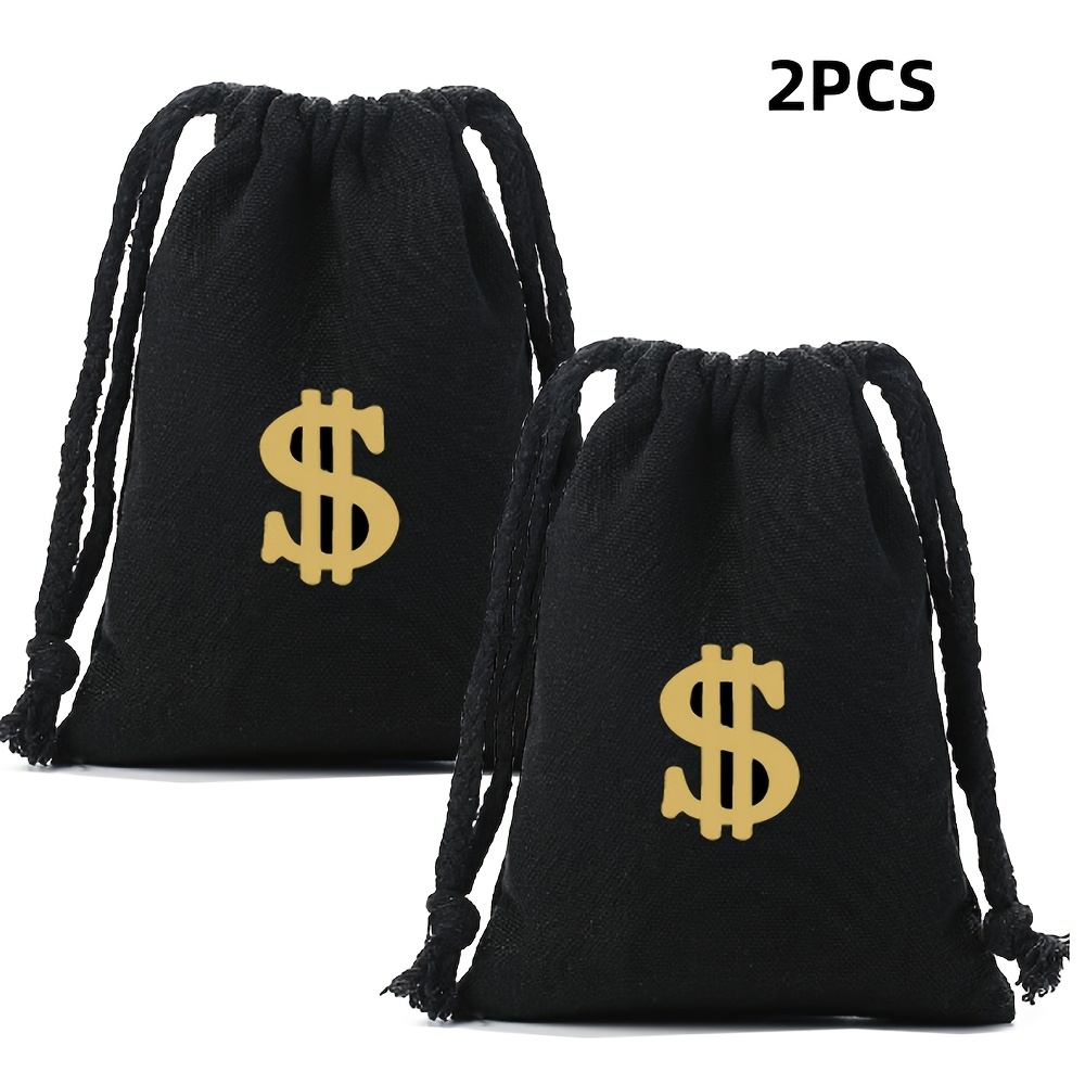 E-shop 2/4 Stück Dollarzeichen Leinwand mit Kordelzug - für Schmuck, Cosplay & Partygeschenke