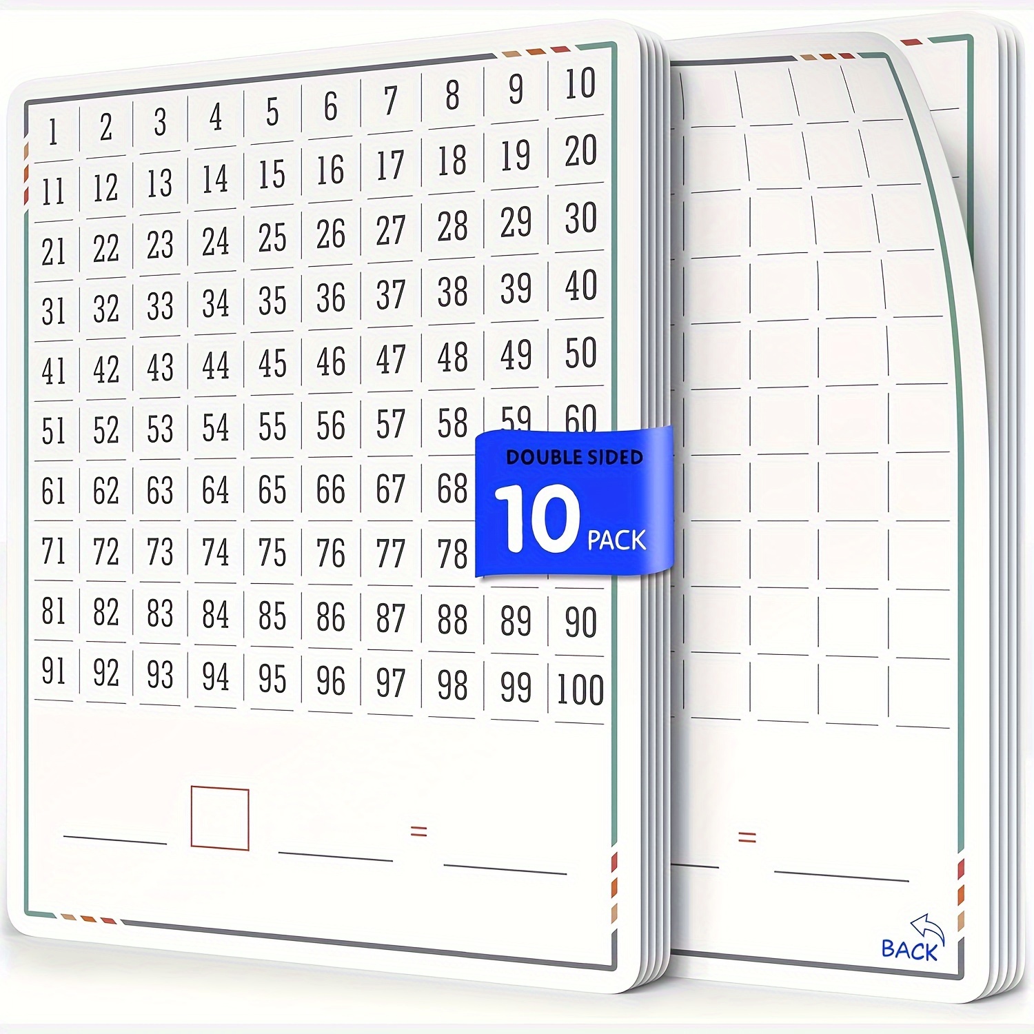 

Double-sided, Flexible, And Portable Dry Erase Number Chart For Students: 8"x12" Small White Board Dry Erase Sheets - Math Manipulatives Chart For Classroom Supplies - Teacher Pack Of 10 Sheets