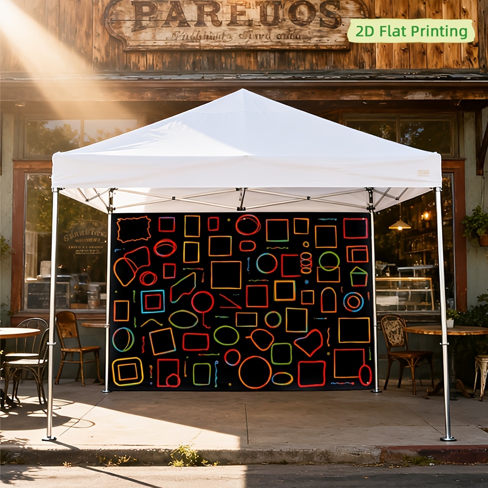 Portable Outdoor Sun Shelter with Neon Geometric Sidewalls