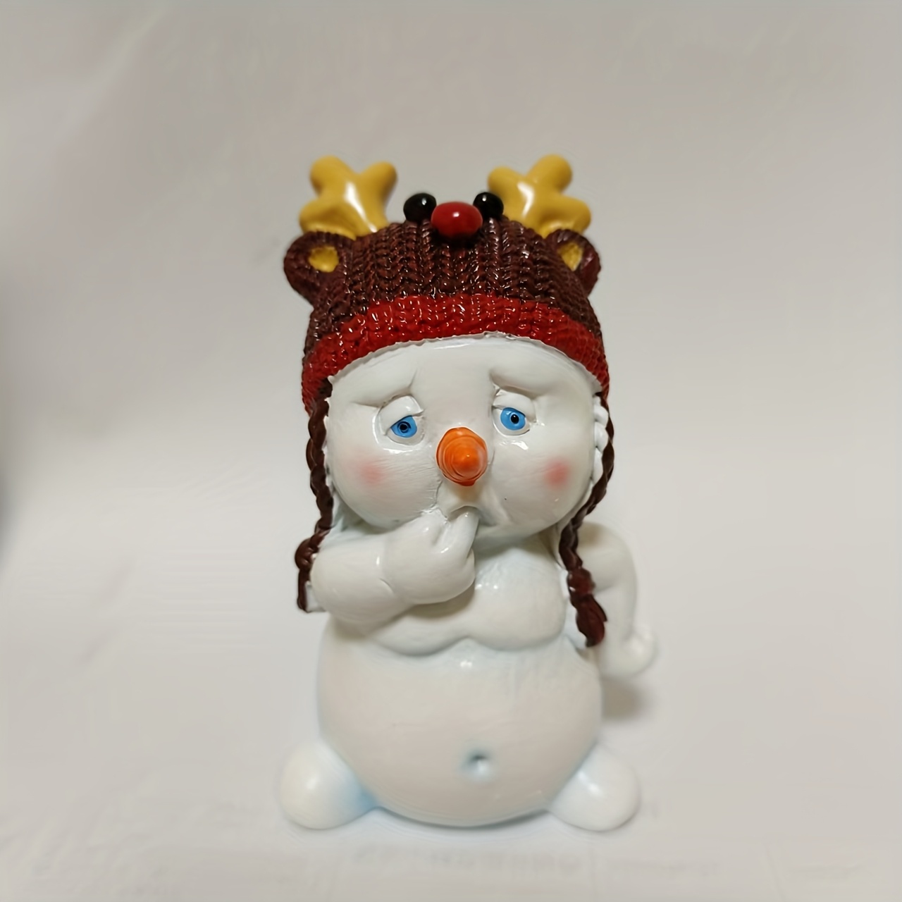New Cute Chibi-style Snowman Figurine With Hat - Mini Resin Statue For / Christmas Tree & Decor, Chibi For Decoration (for) - Cute Winter Accessory