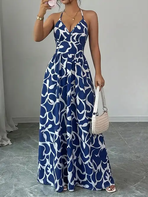 Sleeveless Spaghetti Strap A-line Dress, Elegant and Romantic, Suitable for Vacation Wear Sleeveless Spaghetti Strap A-line Dress, Elegant and Romantic, Suitable for Vacation Wear