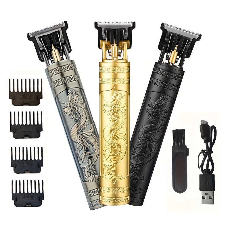 Cortapelos sin varillas Recargable USB y Recortador de Barba - Set Profesional para el Cuidado Masculino, Experiencia Portátil, Incluye 4 Peines de Accesorios - Regalo para el Día del Padre