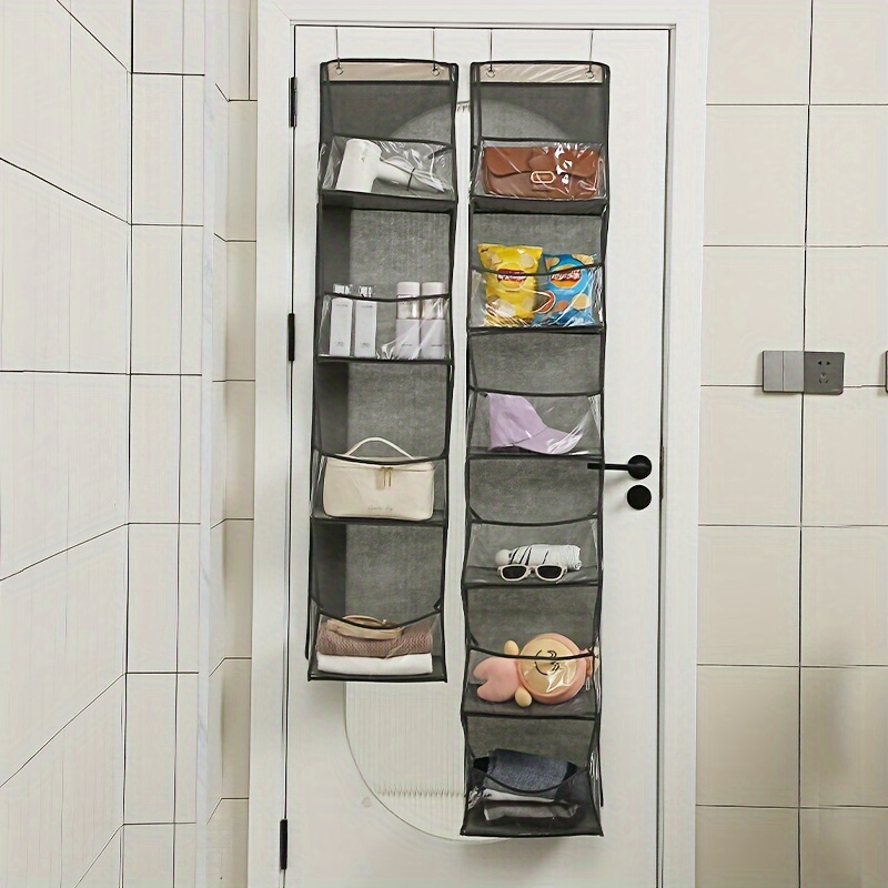 

Versatile 4-compartment Over-the-door Hanging Organizer - Transparent, Space-saving Storage Solution For Kitchen, Bathroom, Bedroom & Office