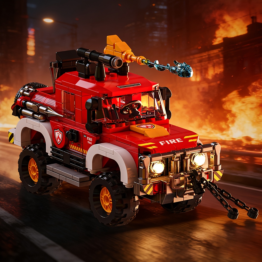 500pcs+ Fire Off-Road Car Building Blocks Model
