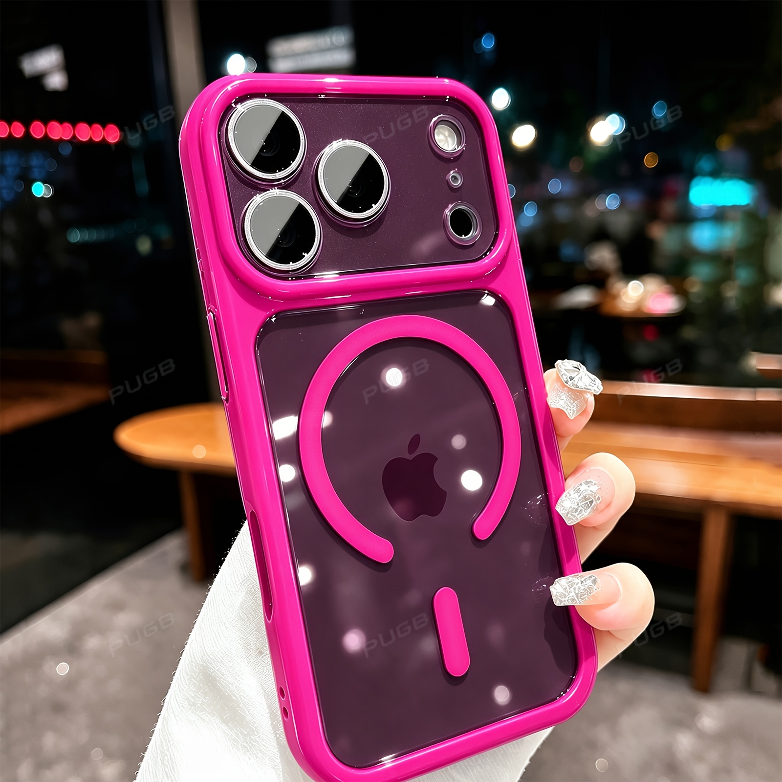 TEMU Phone Case - Luxury Candy-colored Transparent Magnetic Phone Case Compatible With Iphone 18 Pro Max 17 16 15 14 Pro Max Camera Lens Protection
