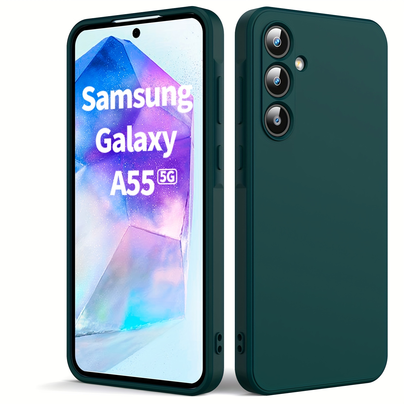 

Coque pour Samsung A55 5G, TPU Ultra-mince Anti-chute et Anti-rayures, Coque de Téléphone à Bord Droit Mat - Couleur Unie - Noir/Vert Encre/Bleu/Rose