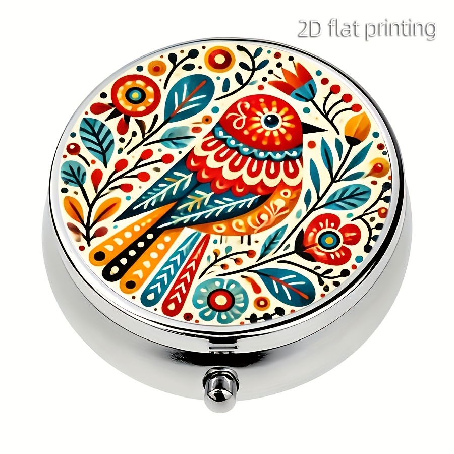 1pc Artistic Pill Box, 3-compartment Mini Pill Box - Portable Medicine Organizer For Travel, Pocket & Purse - Unique Gift Idea