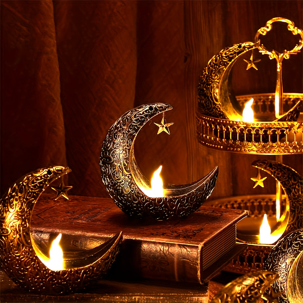 1pc Star And Candlestick (Indoor Lamp), Eid Al-Fitr Home Decoration Lights, Middle Eastern Style Star And Style Decorative Candlestick, Ramadan Decoration Lights, Party Decorations Muslim Islamic Festival Celebration Decorations