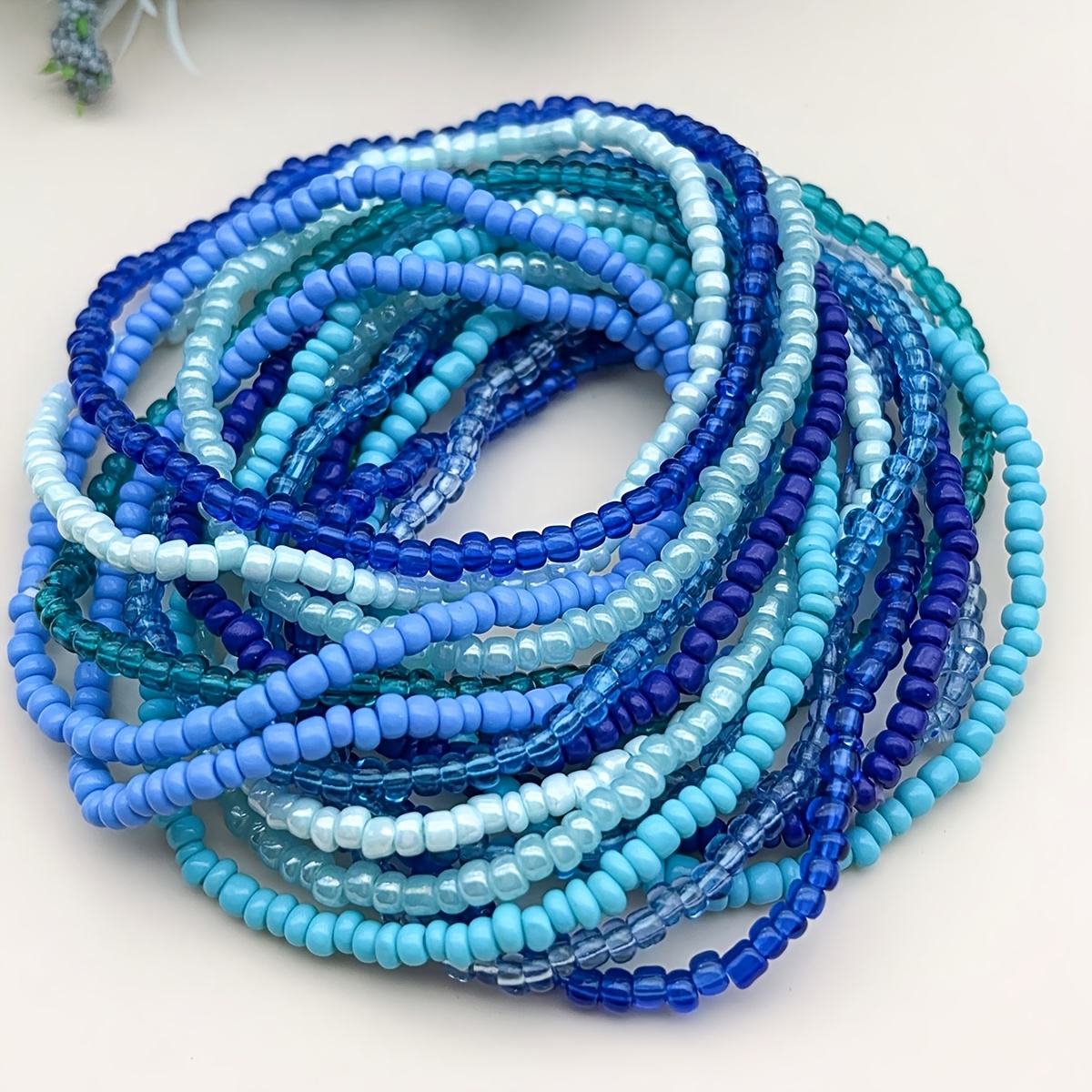 TEMU 18/60pcs Bohemian Rice Bead Stacked Elastic Dopamine Women's Bracelet Set, Multicolor In White, Black, Blue, Pink, Yellow, Purple, Green, Red -