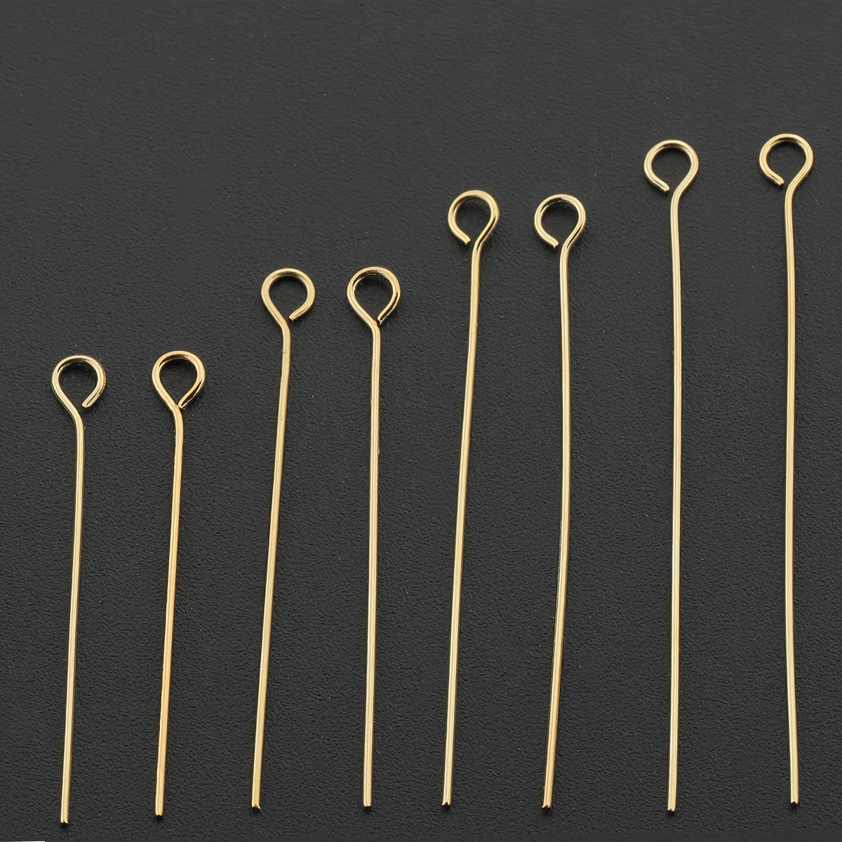 Image of 20pcs Jewelry Diy Making Head Pins, Vacuum Electroplated Stainless Steel Pins, Includes Pins With Lengths Of 30-50mm, Suitable For Jewelry Making And Sewing Supplies, Eye Pins, Round Head Pins