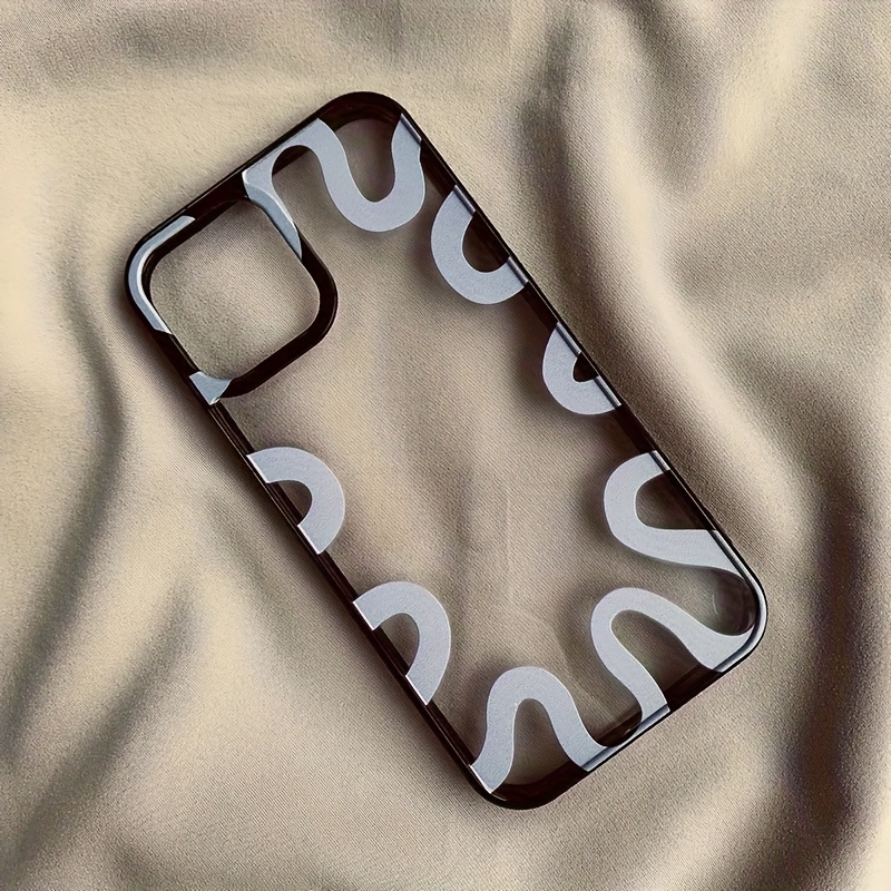 TEMU Phone Case - Wave Pattern Transparent Hd Shockproof Case For Iphone 14/15/16 Pro Max, For Iphone 11/12/13, And 16/15 Plus - For Devices