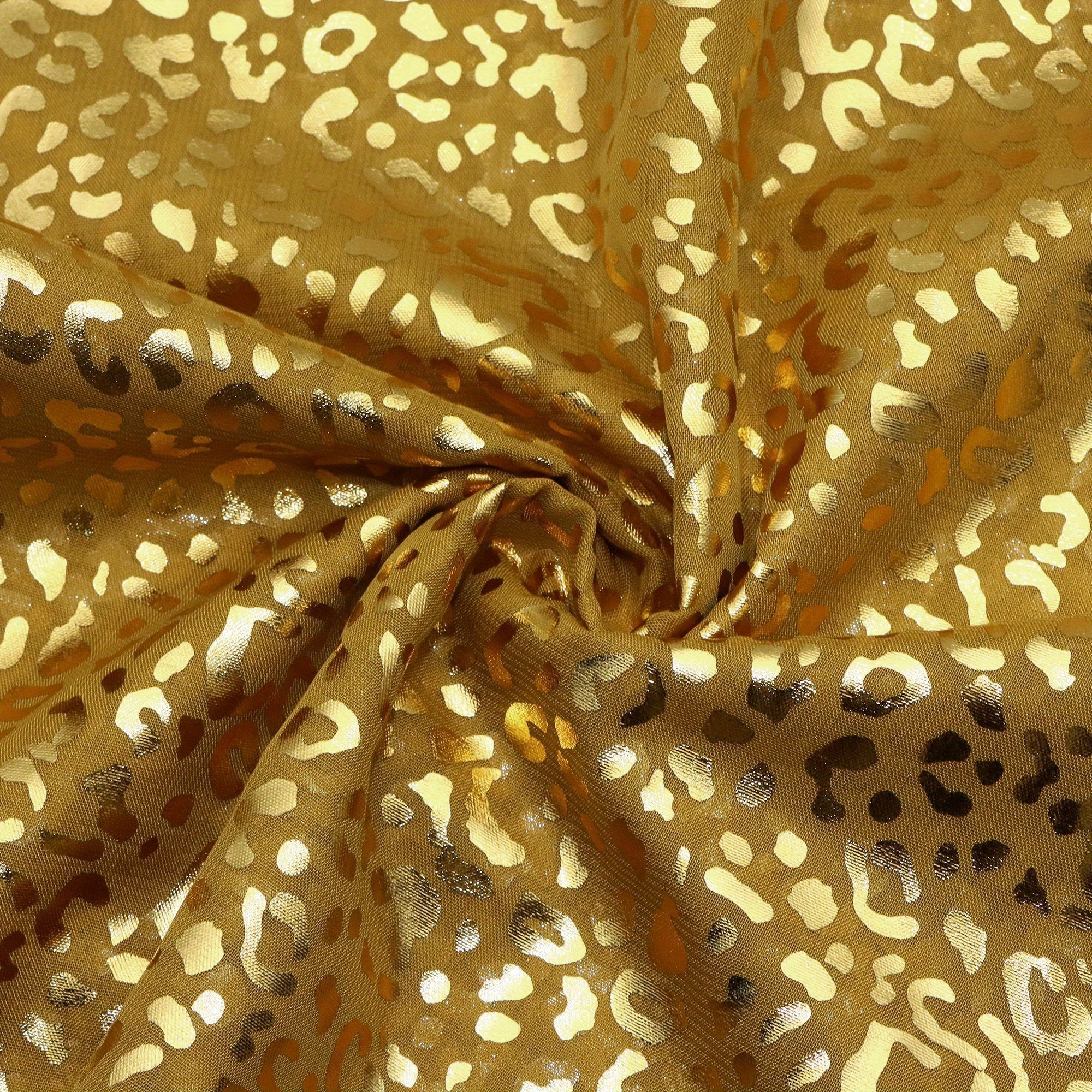 TEMU 1 pezzo Tessuto Chiffon a Leopard con Foglia d'Oro - 59.05x19.68 pollici Pre-Cut in Poliestere 100% con Design Leopardo, 4 Opzioni di (///Beige)