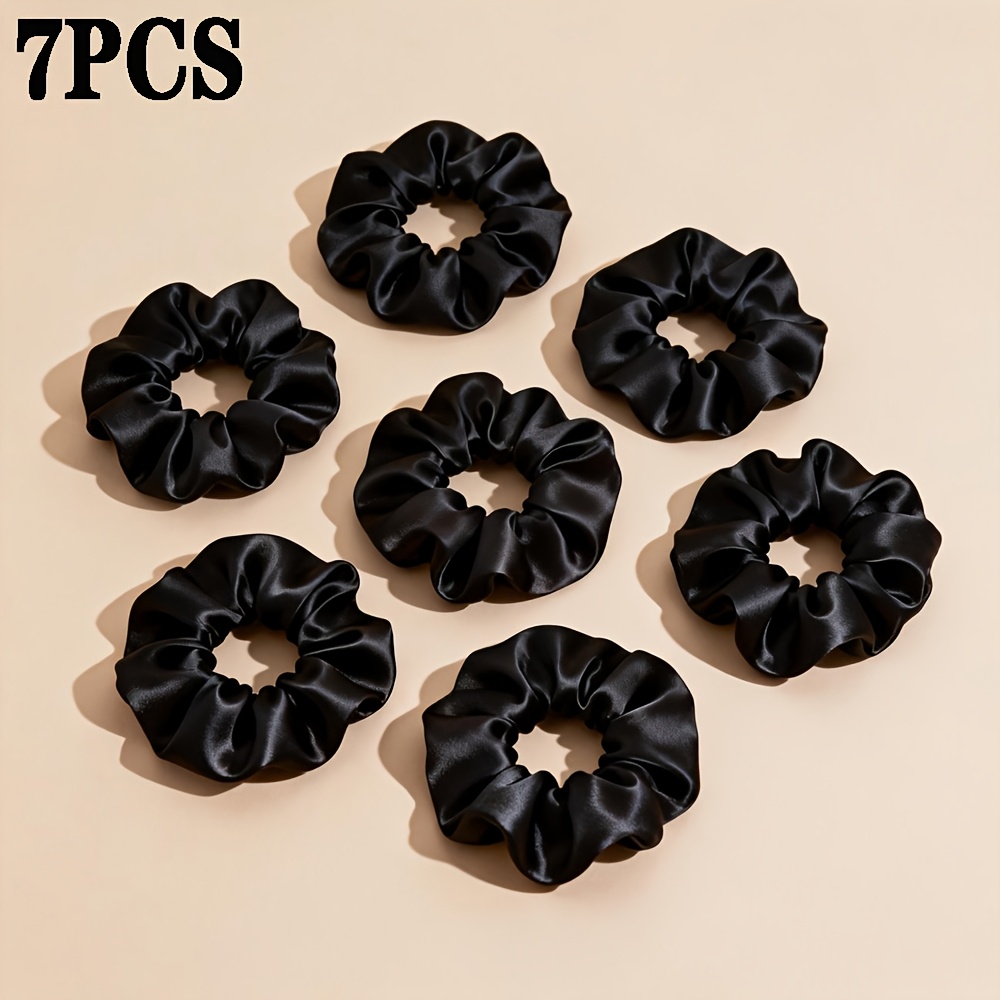 E-shop 7er-Pack Schwarze Darm-Haarbänder, Damen Lockenaccessoires, Einfache Stoffhaarbänder Haarbandschnüre für Damen