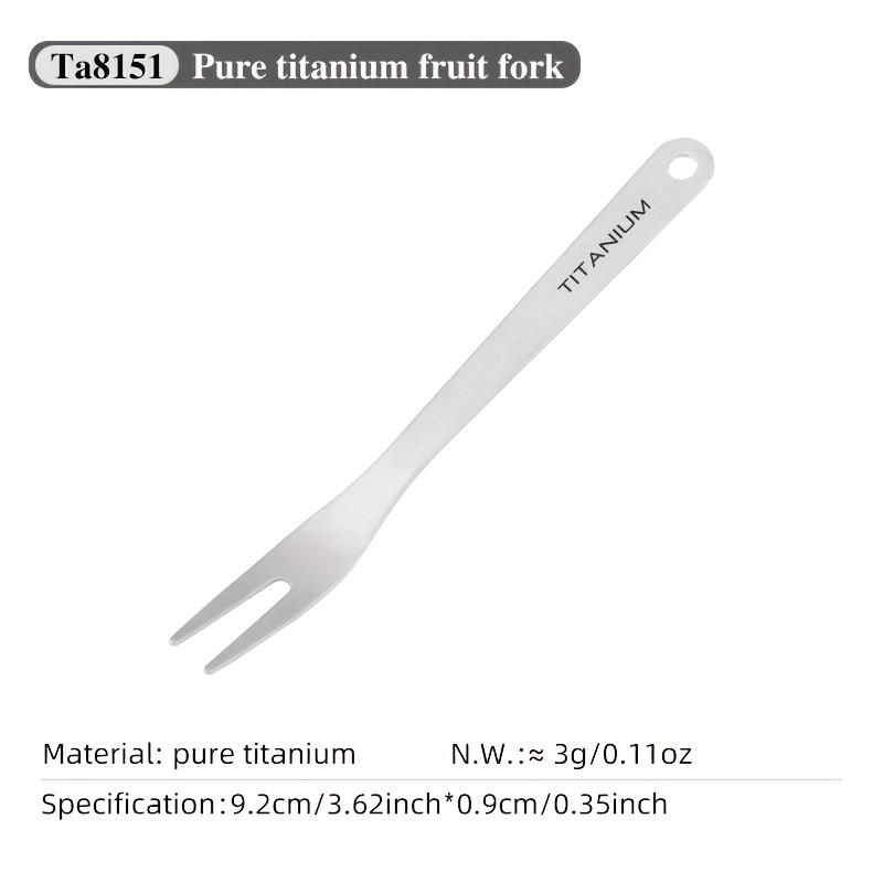 Tiartisan 1pc Outdoor Camping Titanium Fruit Knife Fork, Durable Dessert Fork, Reusable Portable Titanium Salad Fork, Anti-corrosive Cake Fork, Suitable For Home Kitchen Restaurant And Hiking Picnic