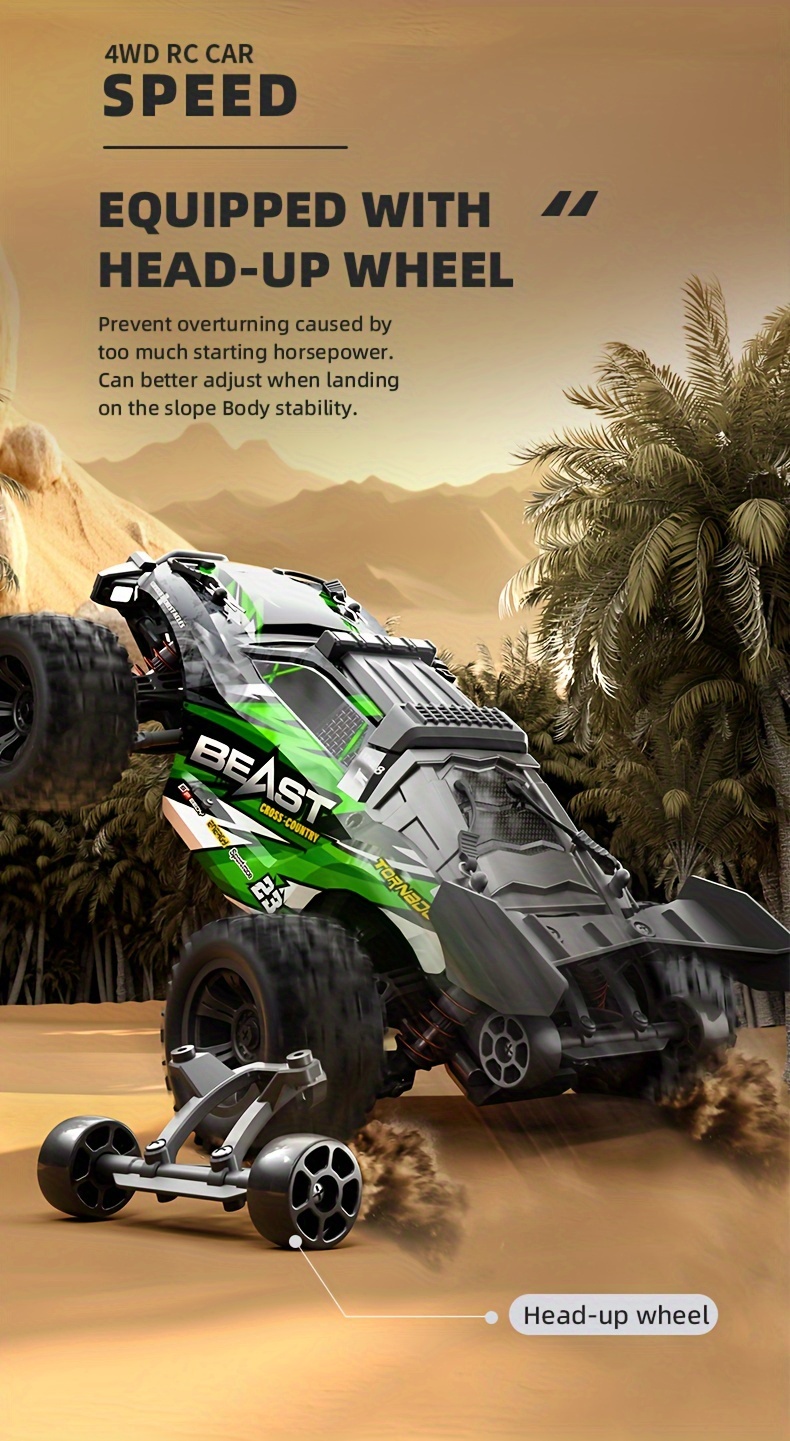 1:18 RC Off-Road Beast Truck - 37+ MPH Brushless Power, Rugged 4WD, Metal Chassis, Programmable LED Lights | High-Speed Remote Control Car for Teens, Adults, Hobby Racers