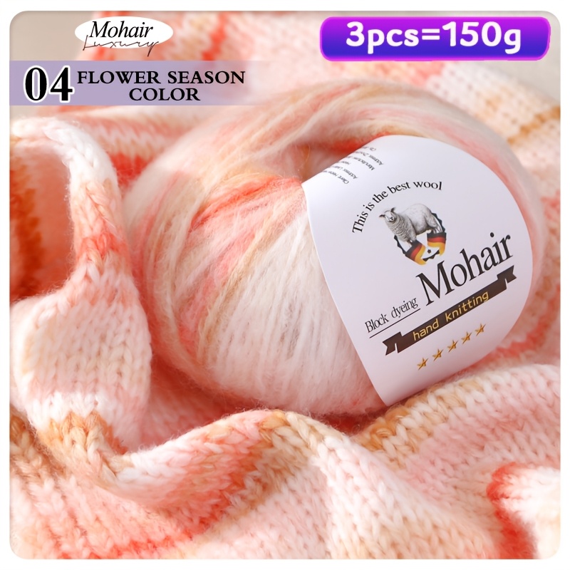TEMU 3pcs Gradient Ombre Section-dyed Medium Yarn, 50g Per (150g Total), Zebra Stripe Style Crochet And Knitting Yarn, Handmade Diy Material For
