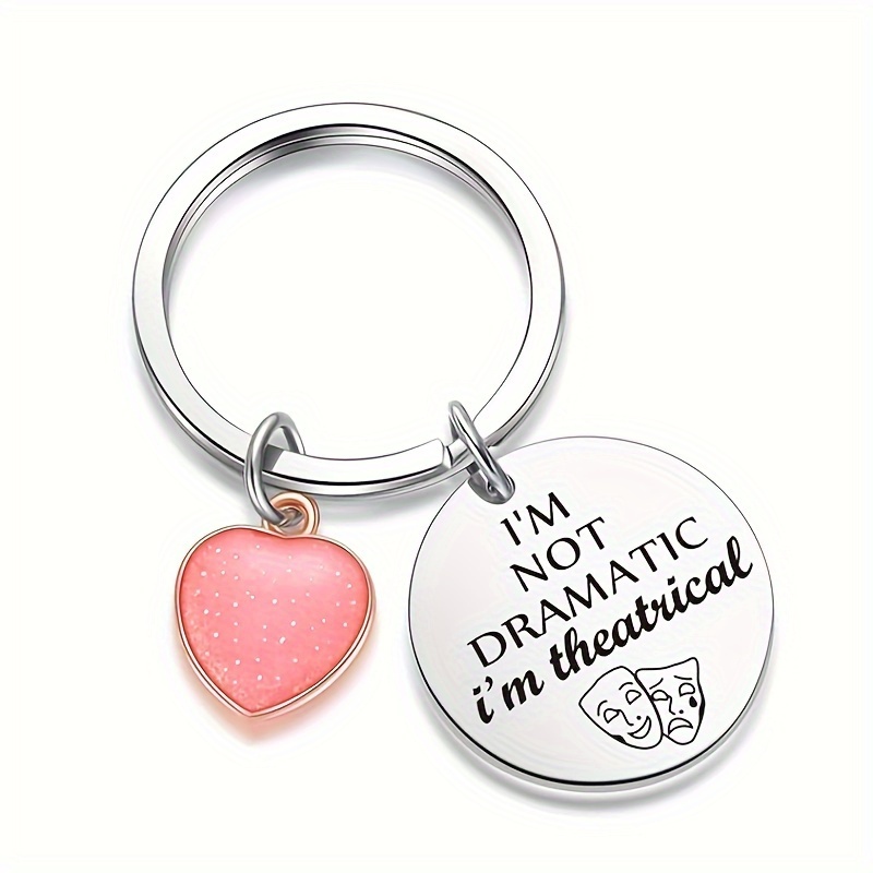 

1pc Keychain, Stainless Steel Round Keyring With Lettering, Theater Lovers And Music Enthusiasts