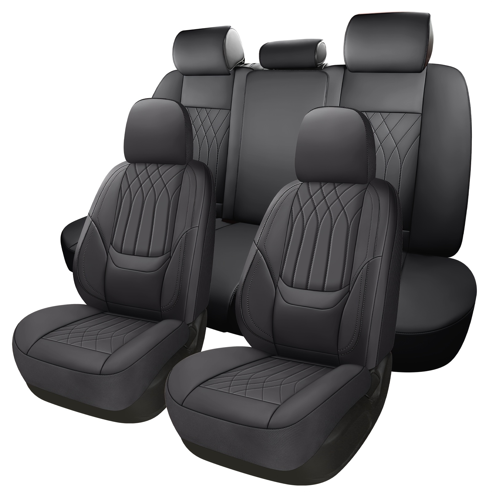 TEMU Full Coverage Pu Leather Car Seat Covers Full Set,waterproof Seat Covers For Cars,suvs Truck, Car Seat Cushion,car Seat Protector, Seat Cover