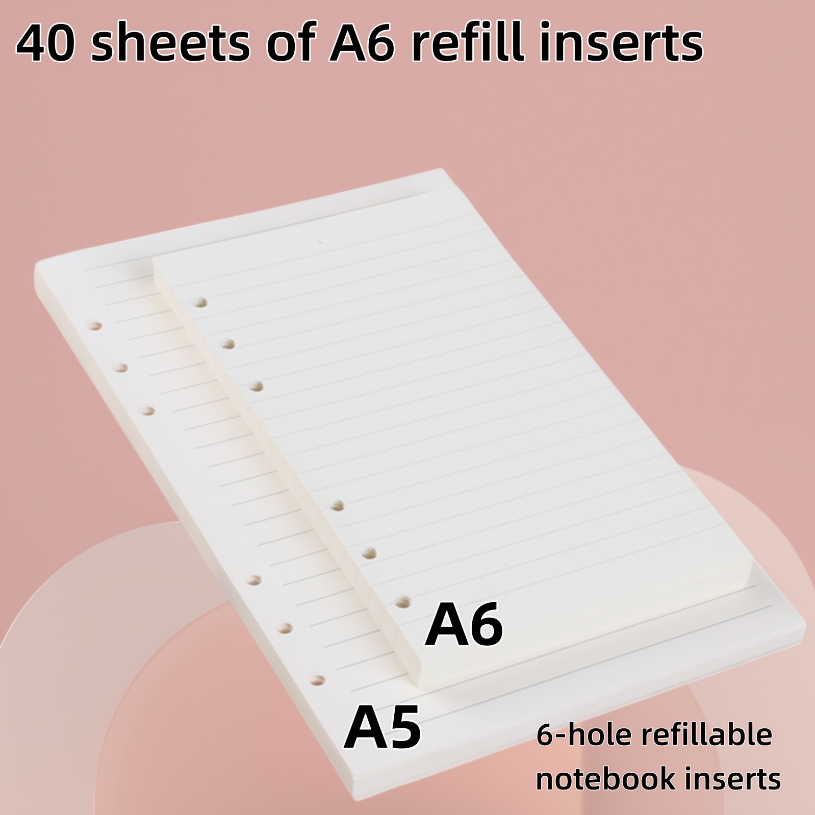 Refills Of Lined Paper In A5/a6 Size, Consisting Of 40/80 Sheets Of 100g Thick Paper, Designed For Leather Journals With 6-hole Inserts, Totaling 80/160 Pages, Compatible With A5/a6 Binder Notebooks