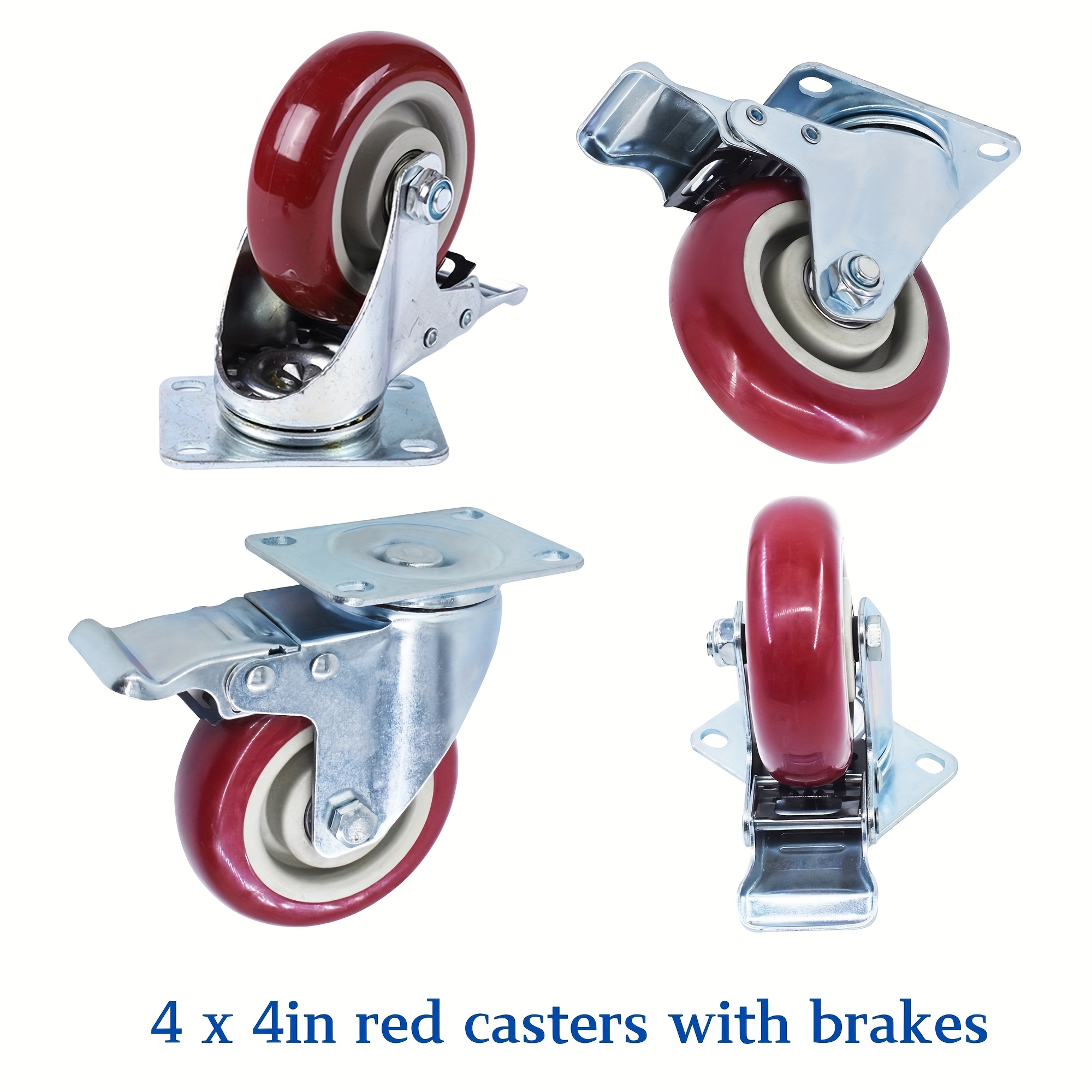 

4pcs 4 Inch Heavy Duty Caster Set Wheels Fits For All Swivel & Brake Casters