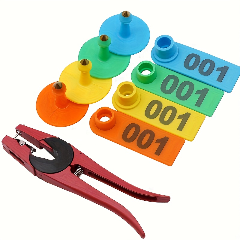 Livestock Animal Ear Tag Pliers, With Number 001-100 Ear Tags And 3 Pins, For Installing