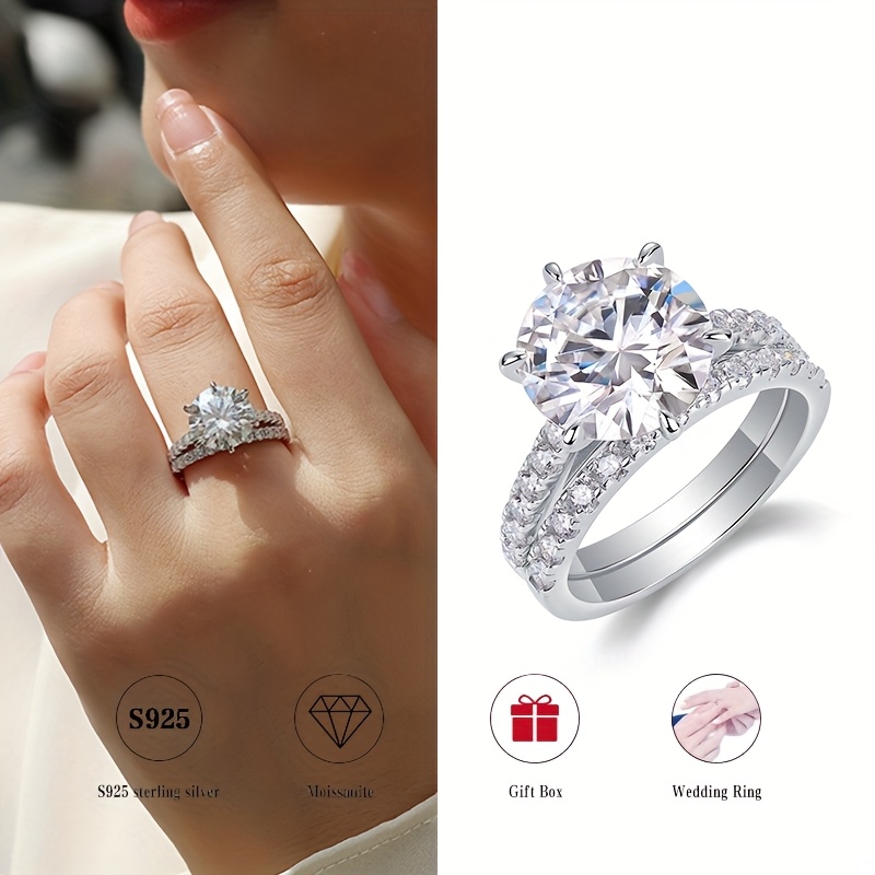 925 Silver Moissanite Women's Wedding Ring Set