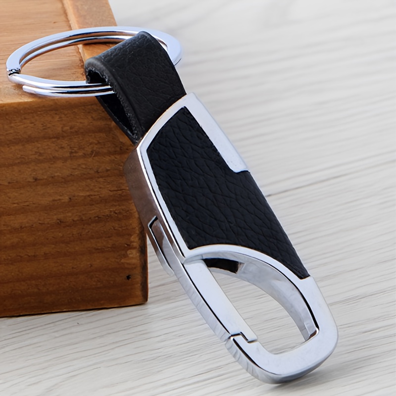 Men'S Car Keychain Creative Simple And Fashionable Door Lock Keyring Waist Hanging Metal Keychain Faux Leather Keychain Car Key Gift
