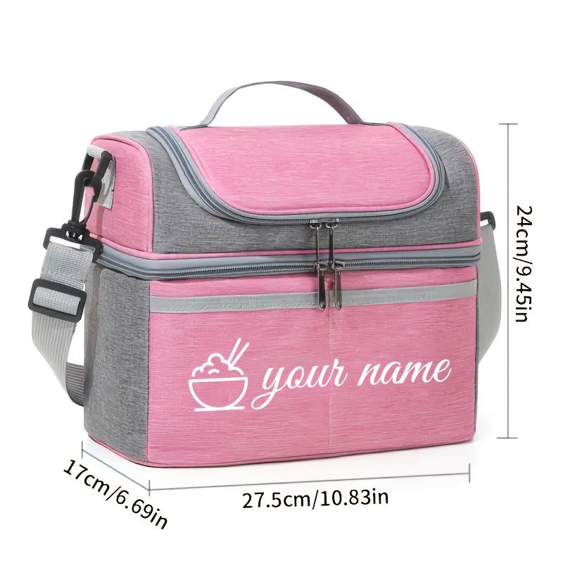 TEMU Nom ou personnalisable. Livré avec un sac à déjeuner isotherme en nylon multicouleurs à double couche, avec bloc réfrigérant - Grande , portable