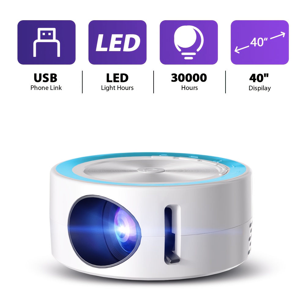 Mini Led Projector, Usb Charging, Power Bank, Support Screen Via Data Cable, Small Size And Portable, Compatible With Smartphone/tablet/av/memory Card