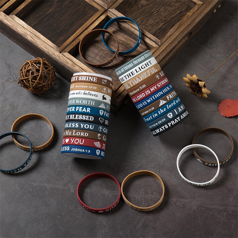 20pcs Bible Verse Silicone Bracelets - Comfortable & Lightweight